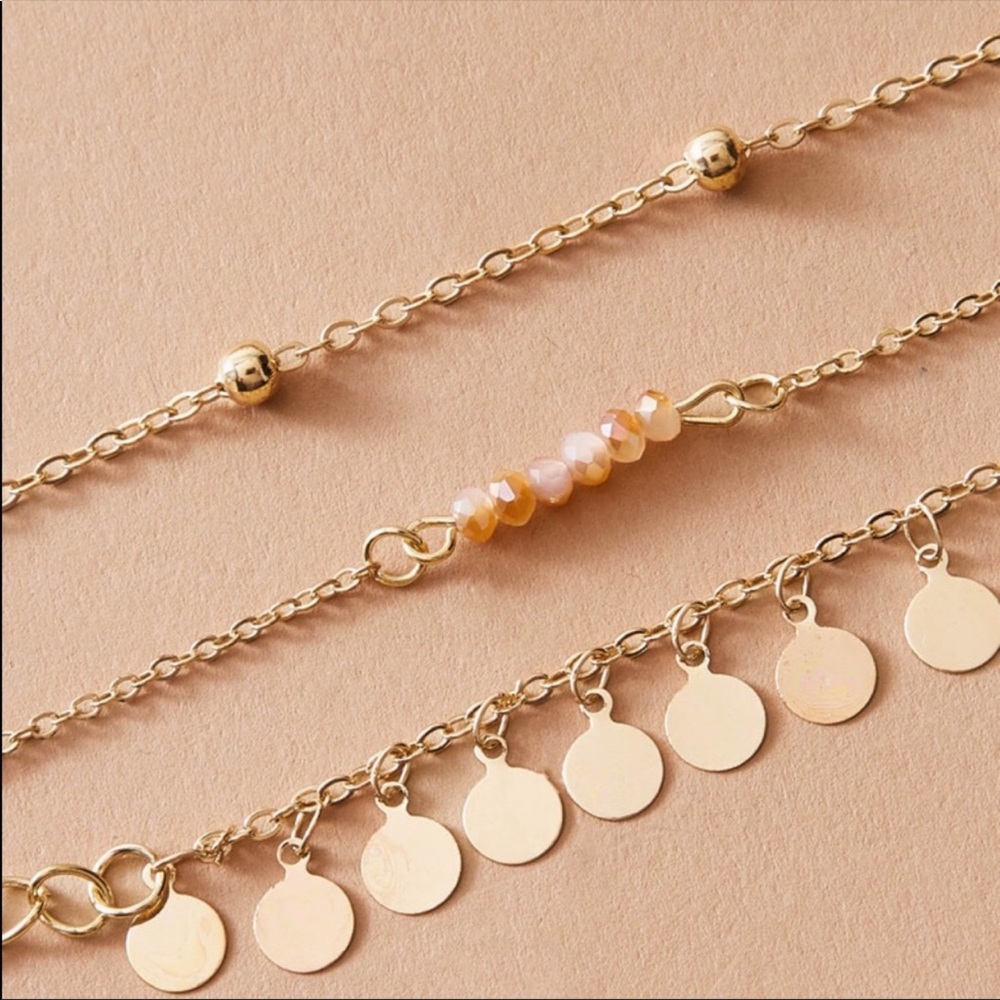 {3pcs} gold dangle ankle bracelets - Picture 4 of 4